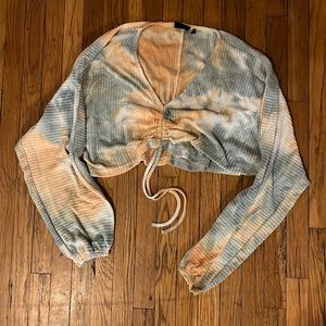 Tye-dye, light thermal crop top